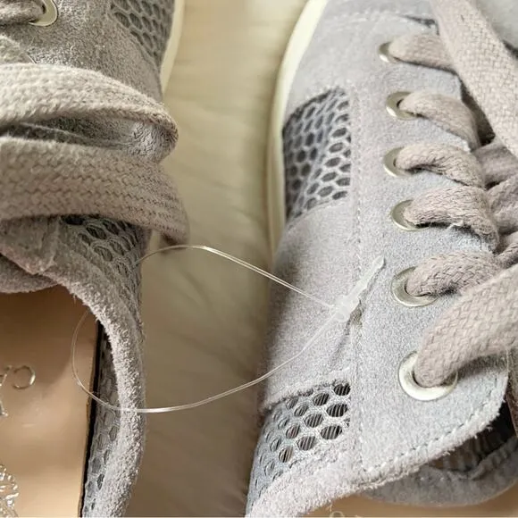 Vince Camuto Grey Breya Mesh Sneakers Lace Up Size 7 Genuine Leather NWOT