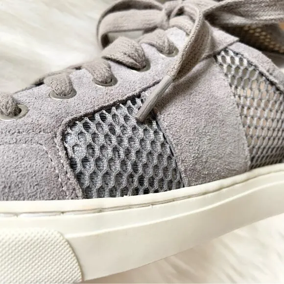 Vince Camuto Grey Breya Mesh Sneakers Lace Up Size 7 Genuine Leather NWOT