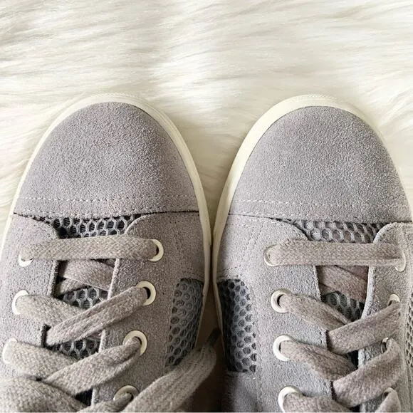 Vince Camuto Grey Breya Mesh Sneakers Lace Up Size 7 Genuine Leather NWOT