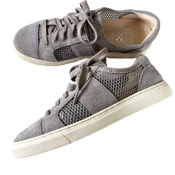 Vince Camuto Grey Breya Mesh Sneakers Lace Up Size 7 Genuine Leather NWOT