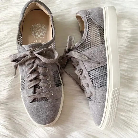 Vince Camuto Grey Breya Mesh Sneakers Lace Up Size 7 Genuine Leather NWOT