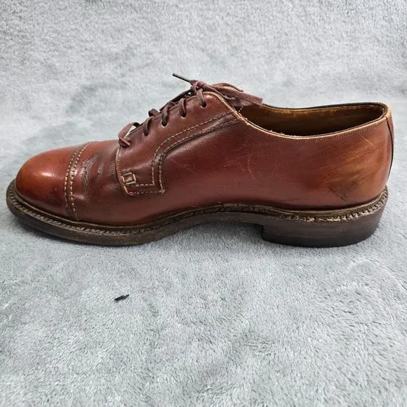 Vintage 1960s John McHale Shoes Captoe Oxford Chestnut Caramel Leather Shoe 9.5