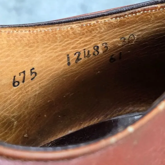 Vintage 1960s John McHale Shoes Captoe Oxford Chestnut Caramel Leather Shoe 9.5