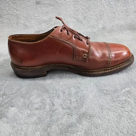 Vintage 1960s John McHale Shoes Captoe Oxford Chestnut Caramel Leather Shoe 9.5