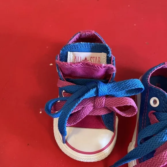 Vintage 2005 Converse All Star Baby Toddler Pink/Blue Shoes Size 3 Low Tops