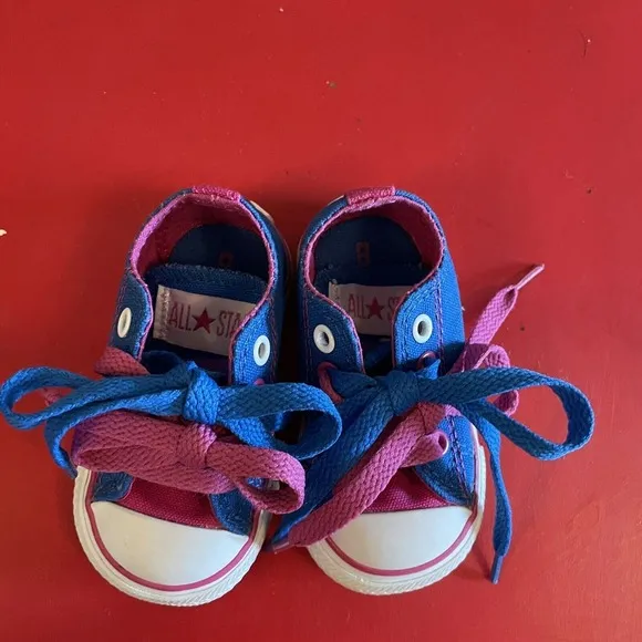Vintage 2005 Converse All Star Baby Toddler Pink/Blue Shoes Size 3 Low Tops
