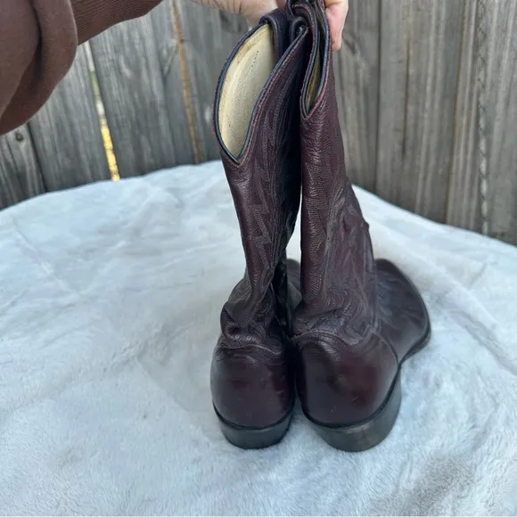Vintage Dan Post Leather Cowboy Boots Size 13