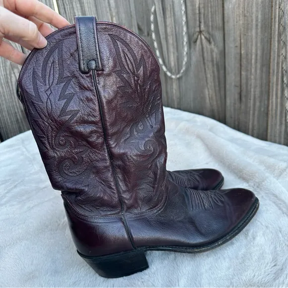 Vintage Dan Post Leather Cowboy Boots Size 13