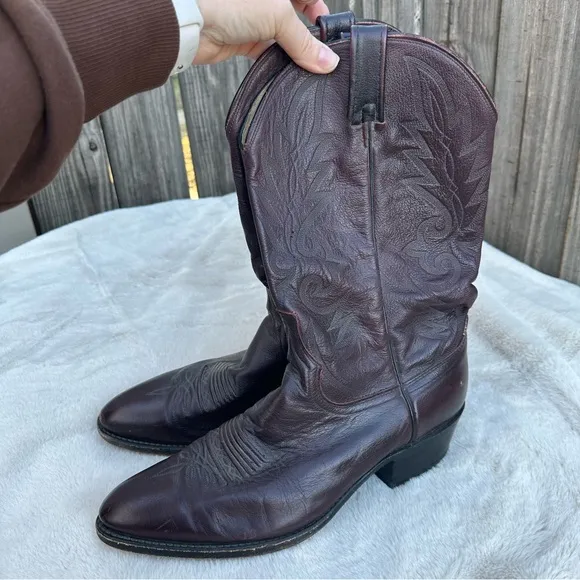Vintage Dan Post Leather Cowboy Boots Size 13
