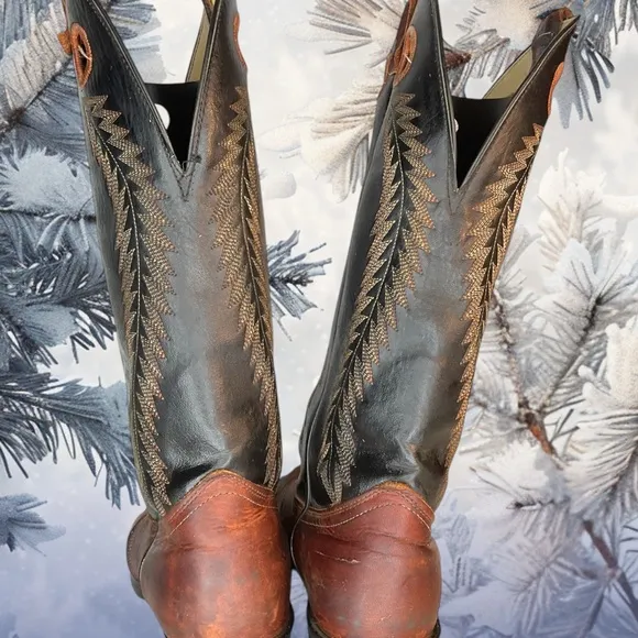 Vintage Laredo Two-Tone Leather Buckaroo Cowboy Boots Men's Size 9.5D