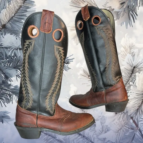 Vintage Laredo Two-Tone Leather Buckaroo Cowboy Boots Men's Size 9.5D