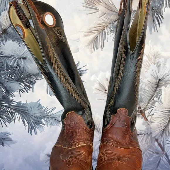 Vintage Laredo Two-Tone Leather Buckaroo Cowboy Boots Men's Size 9.5D