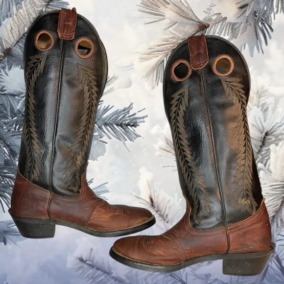 Vintage Laredo Two-Tone Leather Buckaroo Cowboy Boots Men's Size 9.5D