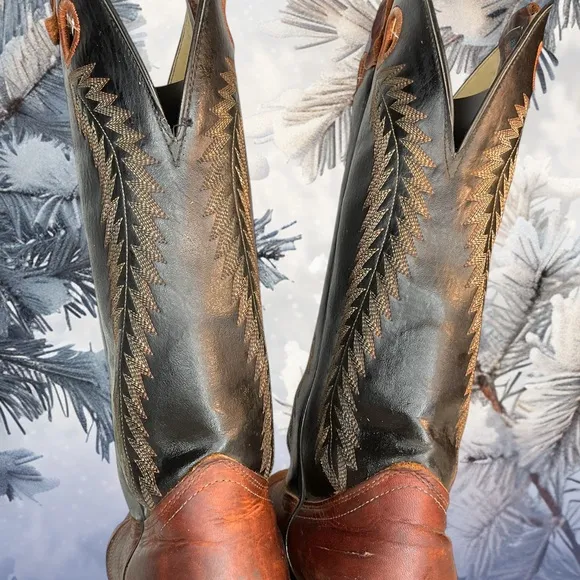 Vintage Laredo Two-Tone Leather Buckaroo Cowboy Boots Men's Size 9.5D