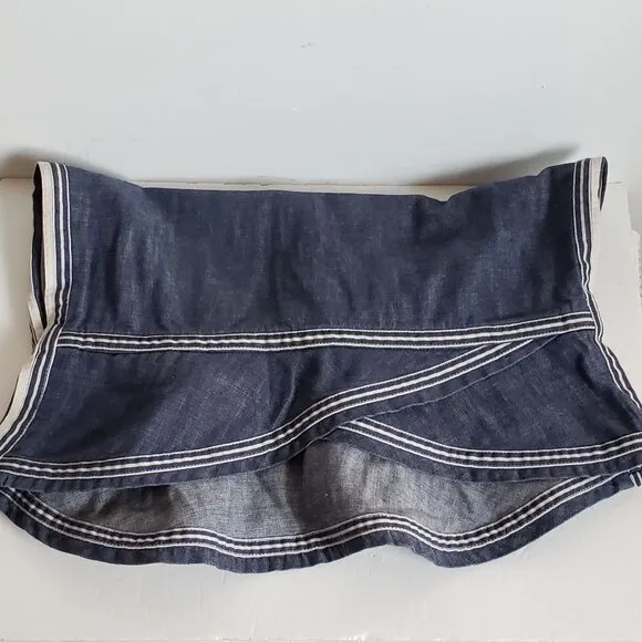 Vintage MARC JACOBS Denim Skirt Pencil Tulip Jean Blue White Trim Stripe Piping