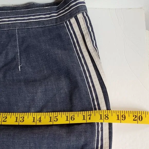 Vintage MARC JACOBS Denim Skirt Pencil Tulip Jean Blue White Trim Stripe Piping