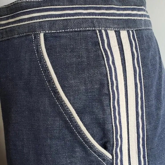 Vintage MARC JACOBS Denim Skirt Pencil Tulip Jean Blue White Trim Stripe Piping