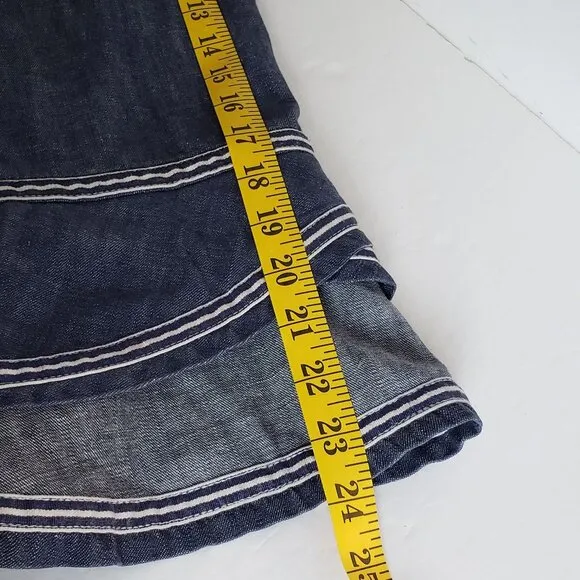 Vintage MARC JACOBS Denim Skirt Pencil Tulip Jean Blue White Trim Stripe Piping