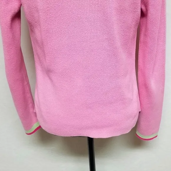 Vintage Retro Y2K Tommy Hilfiger Pastel Neon Pink Green Ribbed Pull-over Sweater