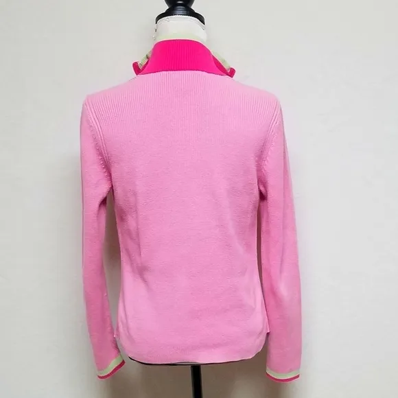 Vintage Retro Y2K Tommy Hilfiger Pastel Neon Pink Green Ribbed Pull-over Sweater