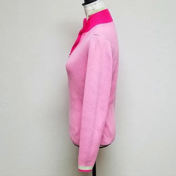 Vintage Retro Y2K Tommy Hilfiger Pastel Neon Pink Green Ribbed Pull-over Sweater