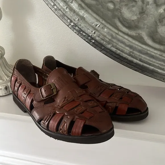 Vintage Stacy Adam’s plaited leather Huarache woven sandals size 7.5 buckle