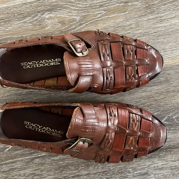 Vintage Stacy Adam’s plaited leather Huarache woven sandals size 7.5 buckle