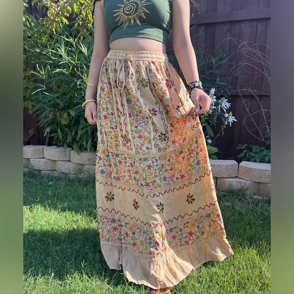 Vintage Vibe Floral Patchwork Skirt