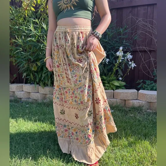 Vintage Vibe Floral Patchwork Skirt