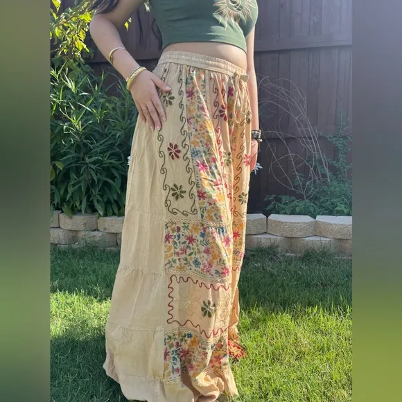 Vintage Vibe Floral Patchwork Skirt