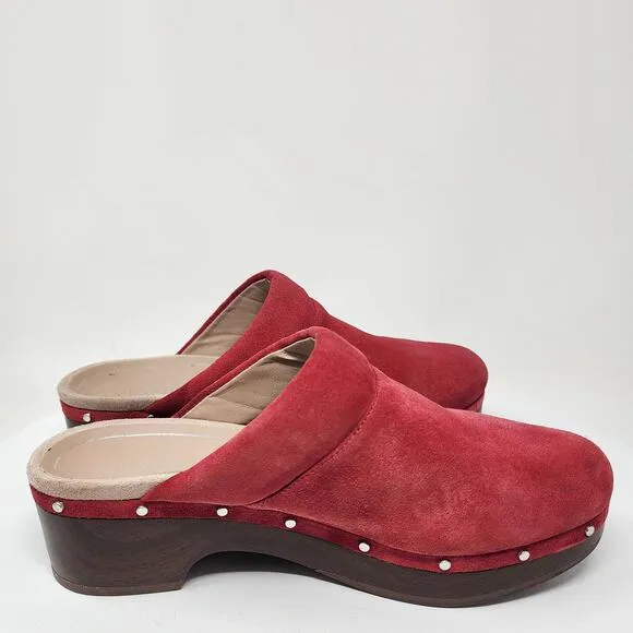 Vionic Kacie Clog Mule Women 9 Red Suede Studded Comfort Orthopedic Slide Shoes