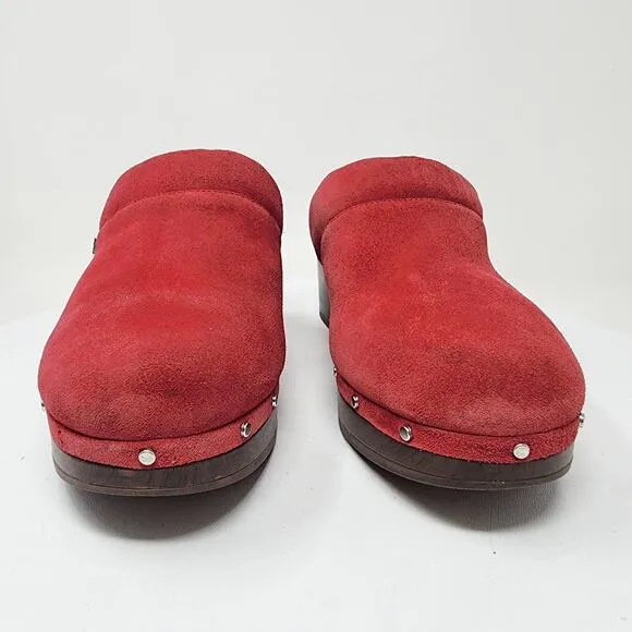 Vionic Kacie Clog Mule Women 9 Red Suede Studded Comfort Orthopedic Slide Shoes