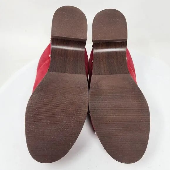 Vionic Kacie Clog Mule Women 9 Red Suede Studded Comfort Orthopedic Slide Shoes