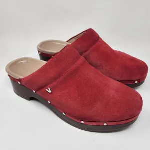 Vionic Kacie Clog Mule Women 9 Red Suede Studded Comfort Orthopedic Slide Shoes