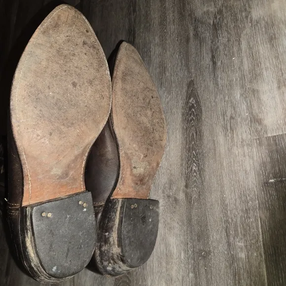 VTG CODE‎ WEST Classic Western Cowboy Boots Brown/black Leather men's Si…