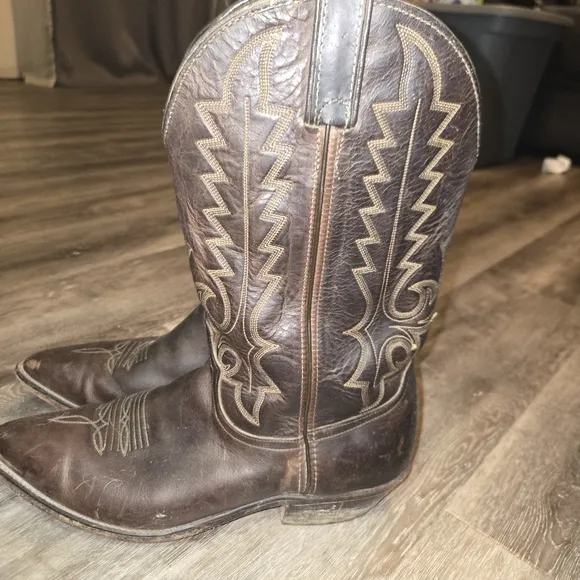 VTG CODE‎ WEST Classic Western Cowboy Boots Brown/black Leather men's Si…