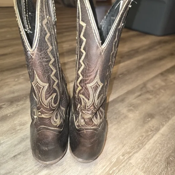 VTG CODE‎ WEST Classic Western Cowboy Boots Brown/black Leather men's Si…
