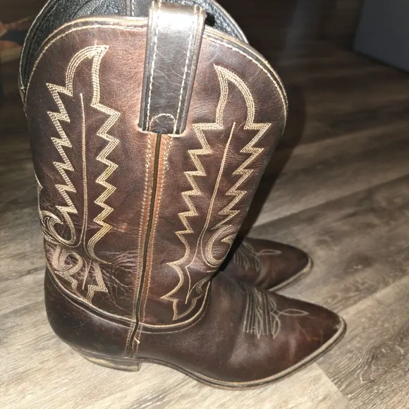 VTG CODE‎ WEST Classic Western Cowboy Boots Brown/black Leather men's Si…