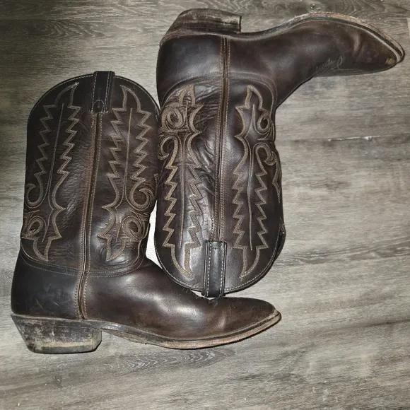 VTG CODE‎ WEST Classic Western Cowboy Boots Brown/black Leather men's Si…