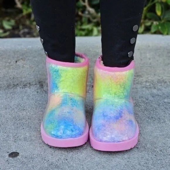 Womens Clear Multi Color Ankle Comfort Boots