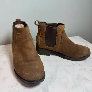 Women's UGG Brown Suede Chelsea Bonham II Boots Size 8 Sheepskin Lined