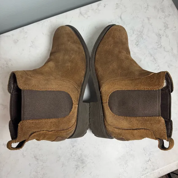 Women's UGG Brown Suede Chelsea Bonham II Boots Size 8 Sheepskin Lined