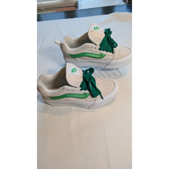 Women's Vans Sneakers, Size 9, White and Green