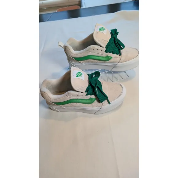 Women's Vans Sneakers, Size 9, White and Green