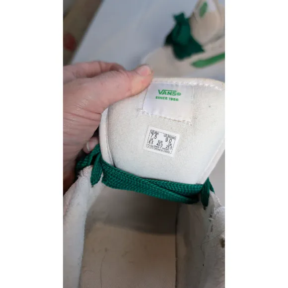 Women's Vans Sneakers, Size 9, White and Green