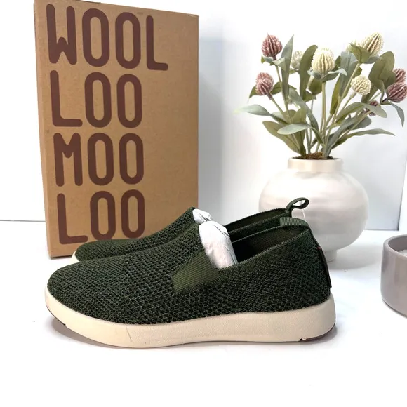 Woolloomooloo Suffolk Merino Wool Slip-On Shoe Green Women EU 36M/5.5 NWB
