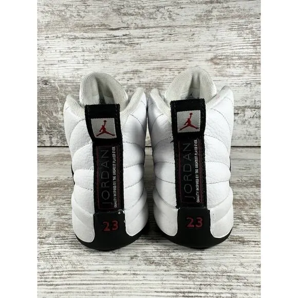 Youth Nike Air Jordan 12 Retro 'Taxi Flip' White/Black Sneakers Sz 12C
