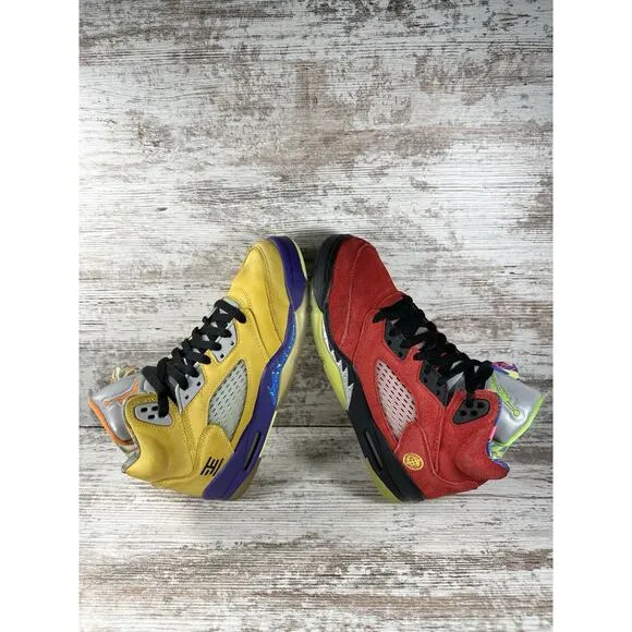 Youth Nike Air Jordan 5 Retro 'What The' Red/Yellow Sneakers Sz 6Y
