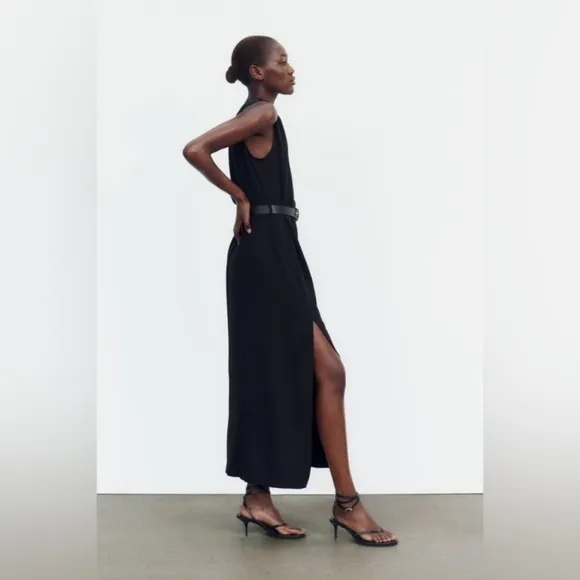 ZARA ASYMMETRIC CREPE MIDI DRESS Size XS