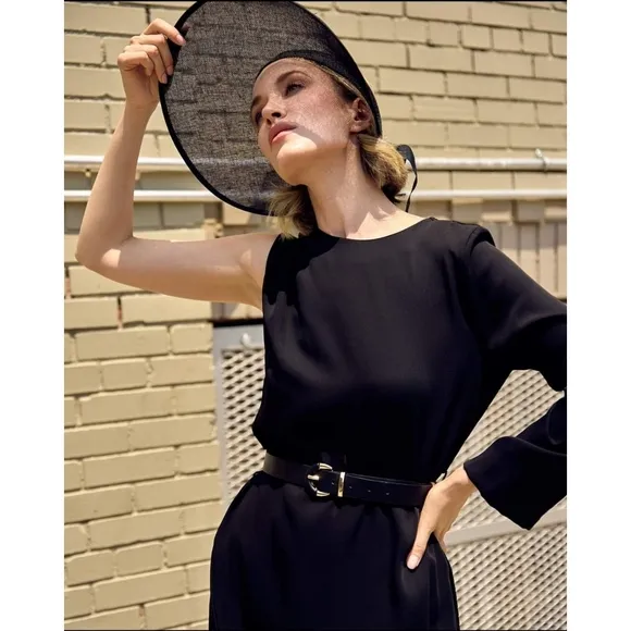 ZARA ASYMMETRIC CREPE MIDI DRESS Size XS
